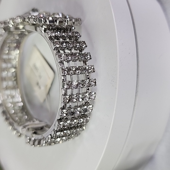 Silver and Crystal Glam Bling Clamper / Hinge Bracelet - Picture 5 of 9